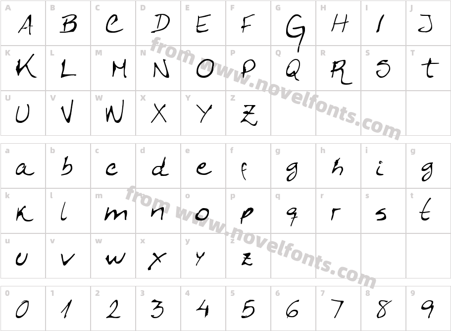 Caligrafica AritoCharacter Map