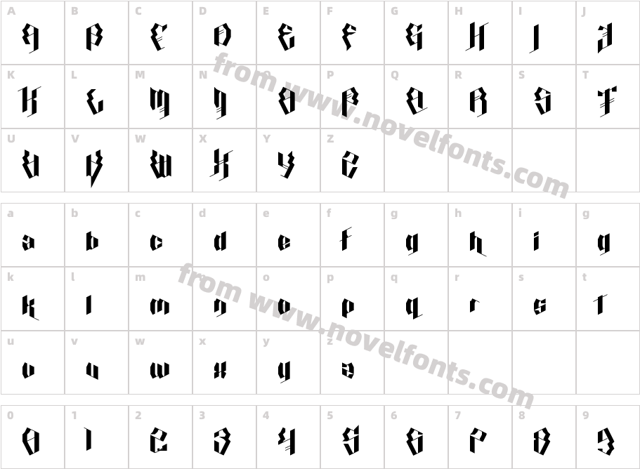 Calligraphy Aquiver RegularCharacter Map