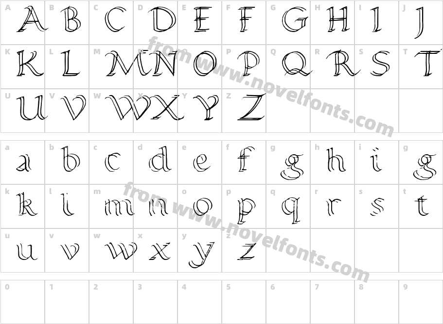 Calligraphy Double PencilCharacter Map