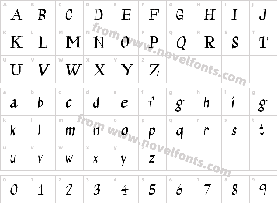 CalligraserifCharacter Map