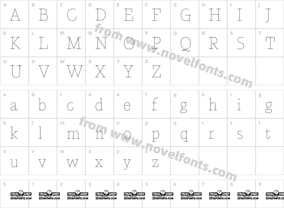 Calvino Grande Trial MonolineCharacter Map