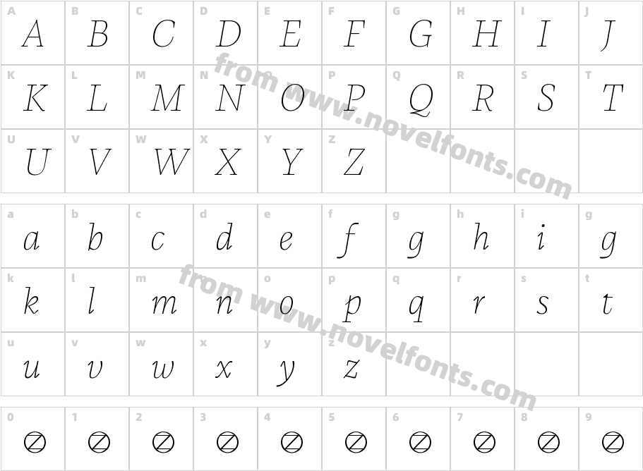 CalvinoItalicVarTrialCharacter Map