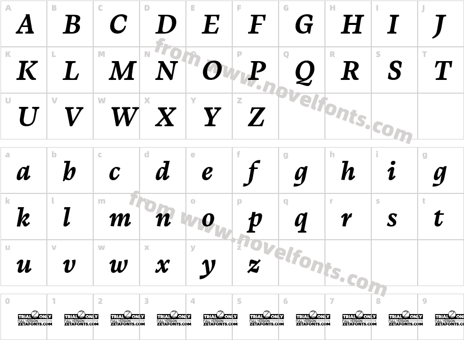 CalvinoTrial Bold ItalicCharacter Map