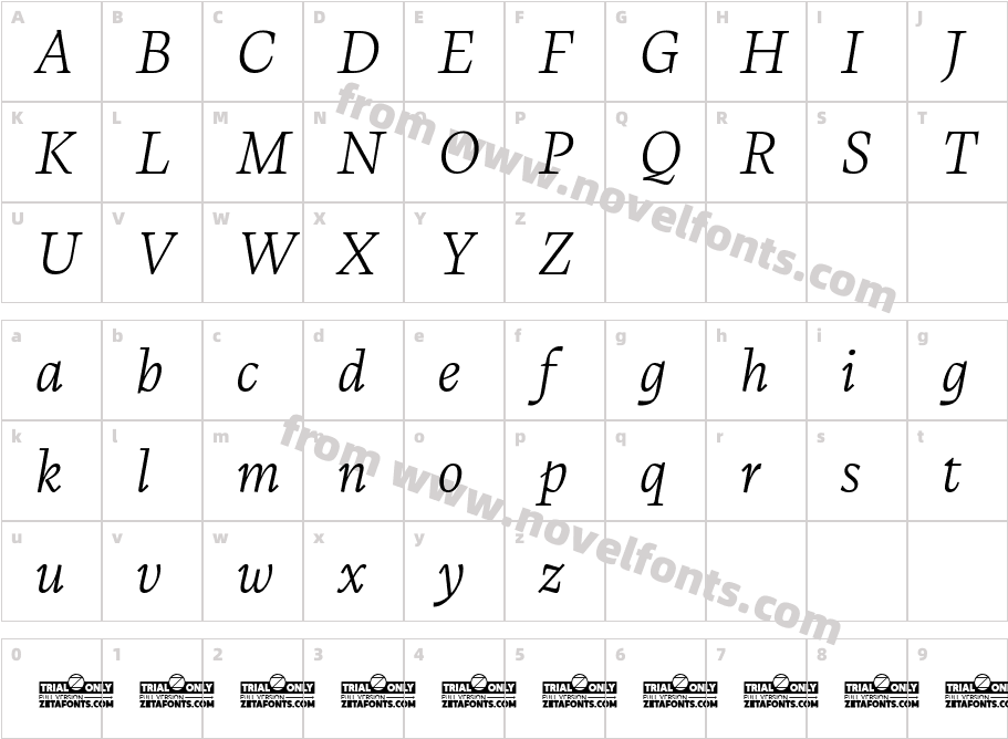 CalvinoTrial Light ItalicCharacter Map