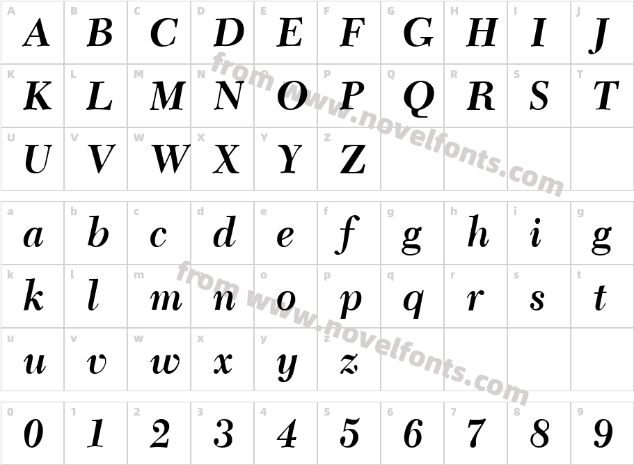 Camelia Bold ItalicCharacter Map