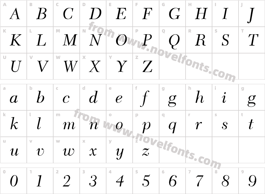 Camelia ItalicCharacter Map