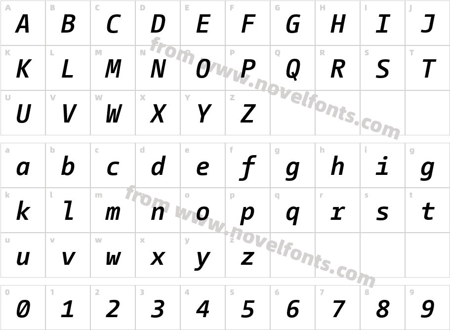 CamingoCode Bold ItalicCharacter Map