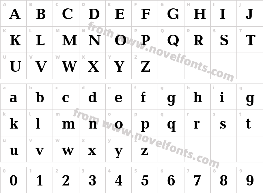 Candida Bold BTCharacter Map