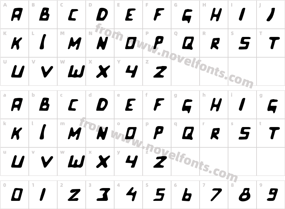 Celluloid Bliss ItalicCharacter Map