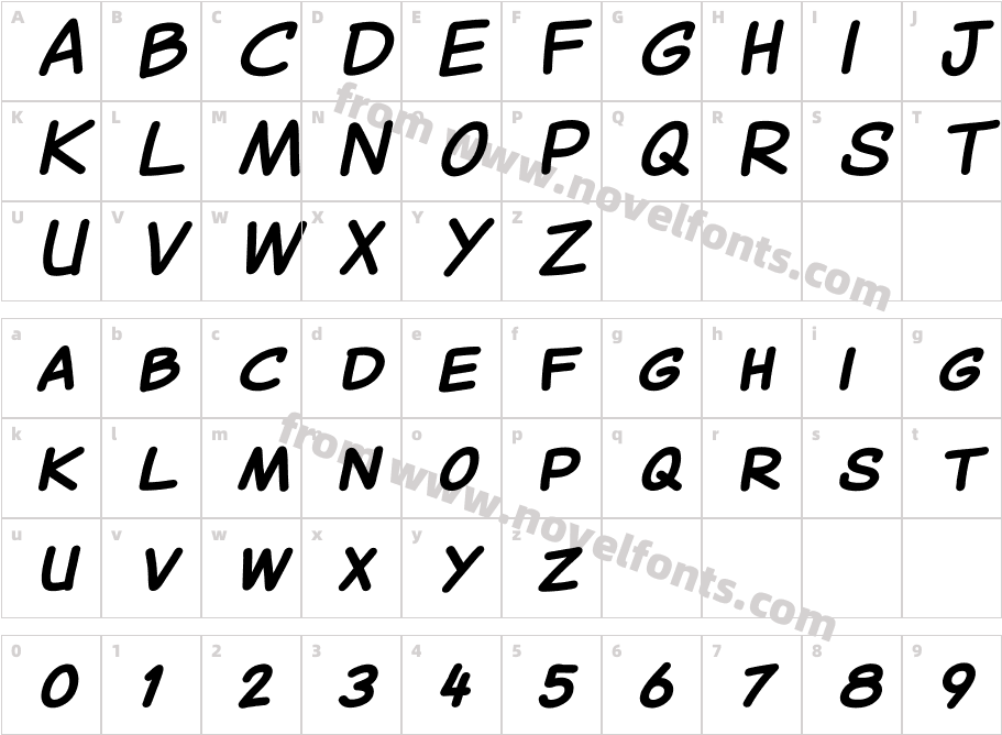 Canted Comic BoldCharacter Map