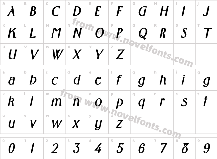 CapatolaSSK BoldItalicCharacter Map