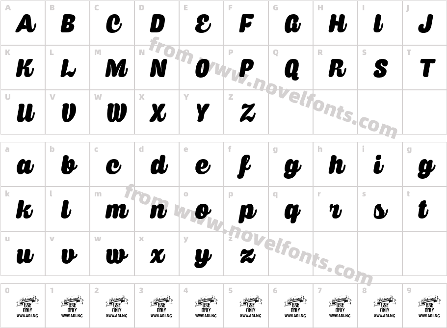 Caprica Script Personal UseCharacter Map