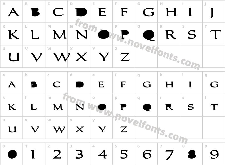 Caracub-BoldCharacter Map