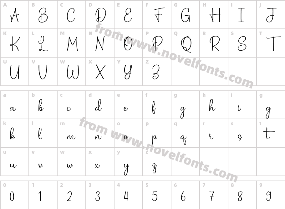 CardamomScript-RegularCharacter Map