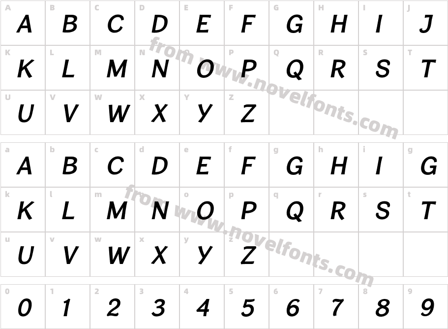 CardiganTitlingSb-ItalicCharacter Map