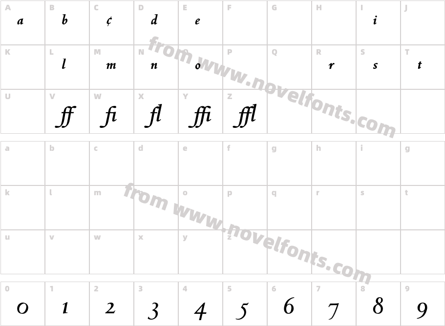 CentaurMT-BoldItalicExpertCharacter Map