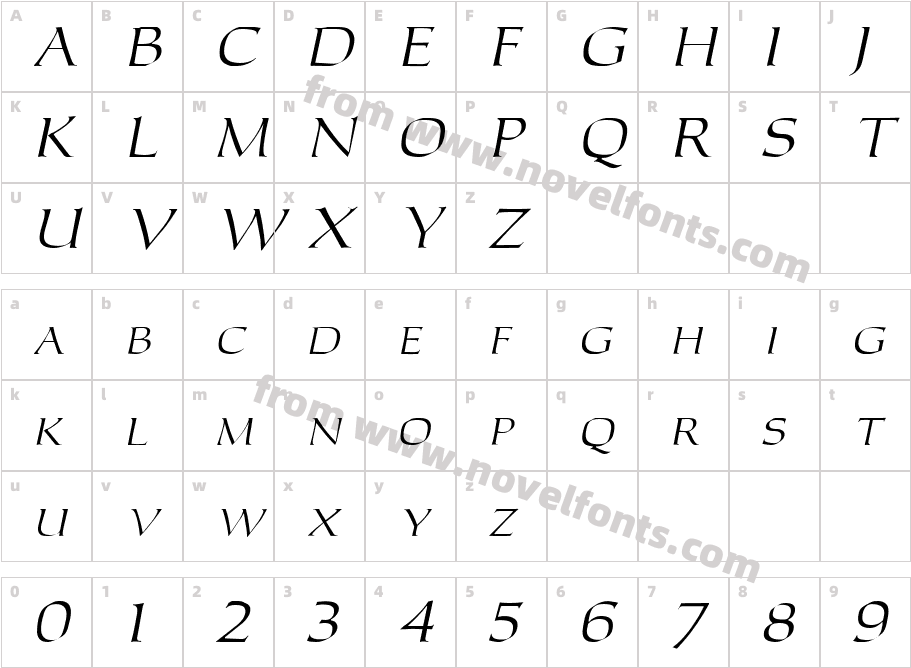 Carla ItalicCharacter Map