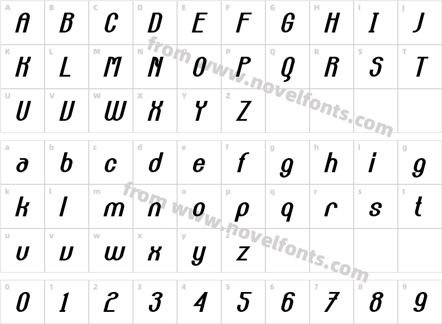 Carlton Bold ItalicCharacter Map