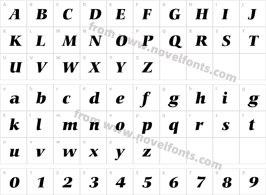 CarminaBT-BlackItalicCharacter Map