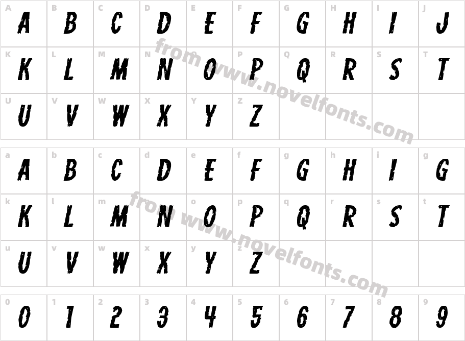 Carnival Corpse Expanded ItalicCharacter Map