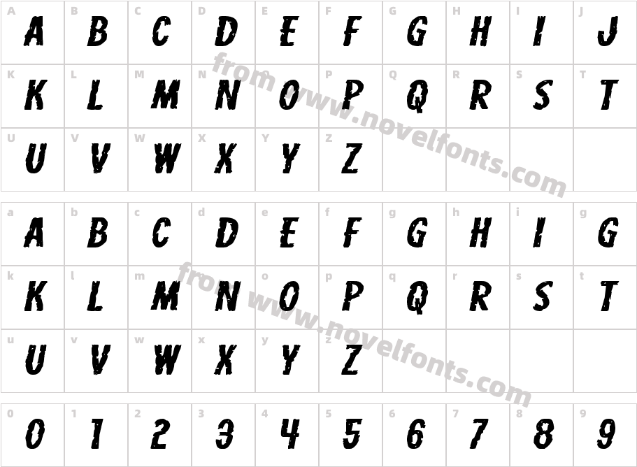 Carnival Corpse Extra-Expanded ItalicCharacter Map