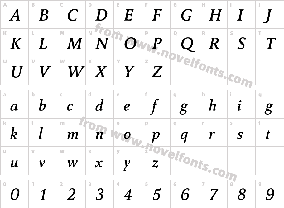 CarreNoirStd-DemiItalicCharacter Map