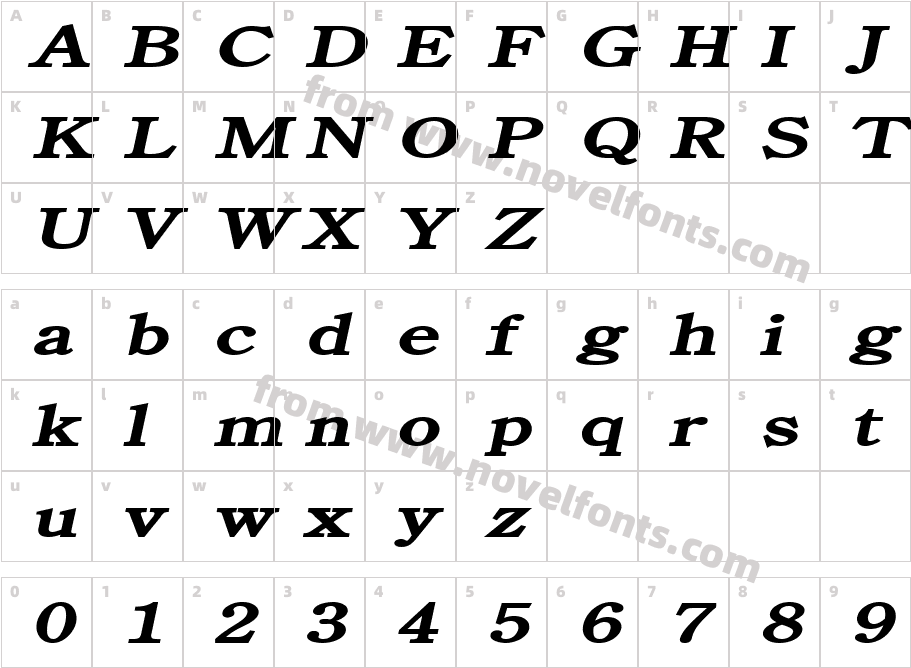 Cento Extended BoldItalicCharacter Map