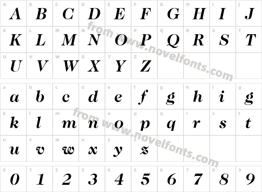 Caslon335-BoldItalicCharacter Map