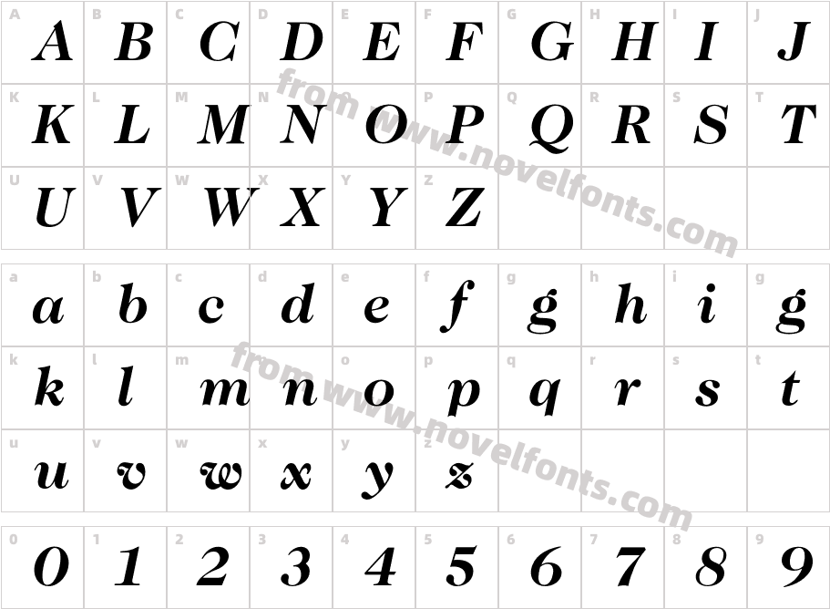 CaslonBoldItalicCharacter Map