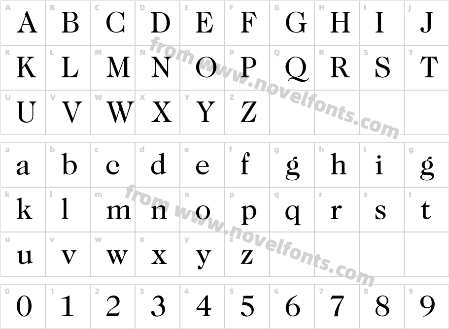 CaslonBookCharacter Map