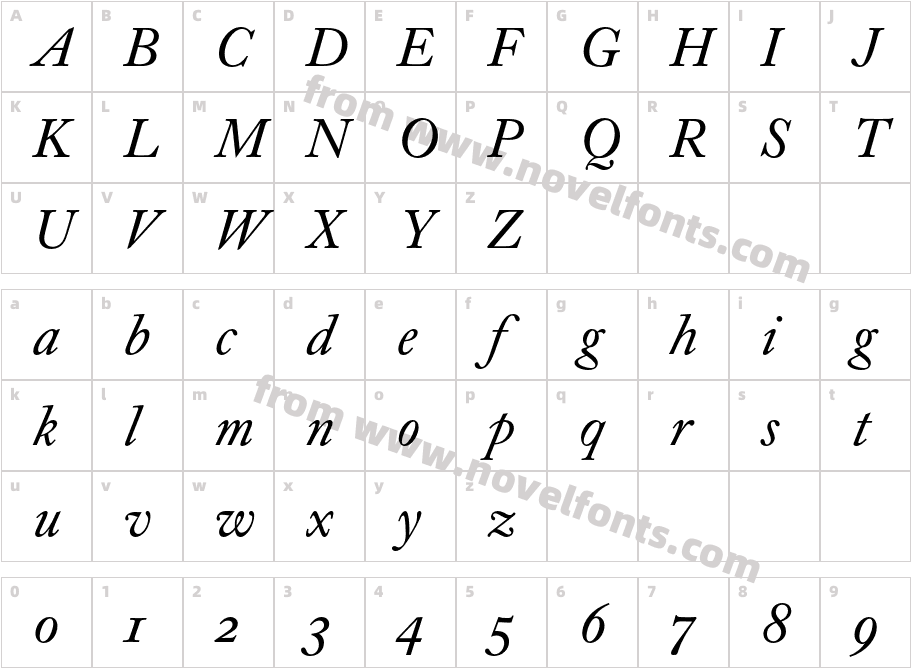 CaslonBookBE-ItalicOsFCharacter Map