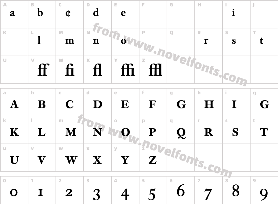 CaslonBookBE-MediumExpCharacter Map