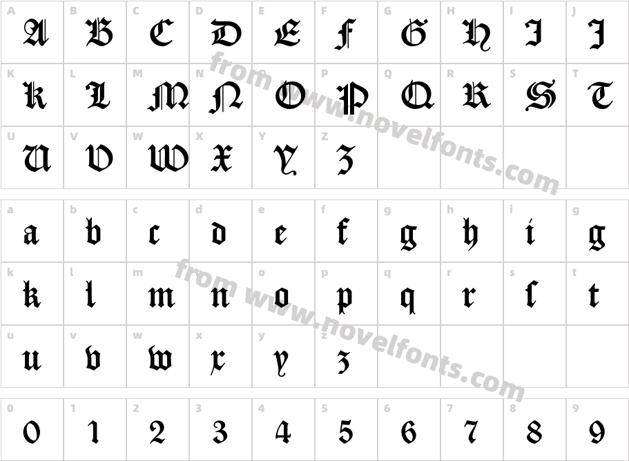 CaslonGotischBQCharacter Map