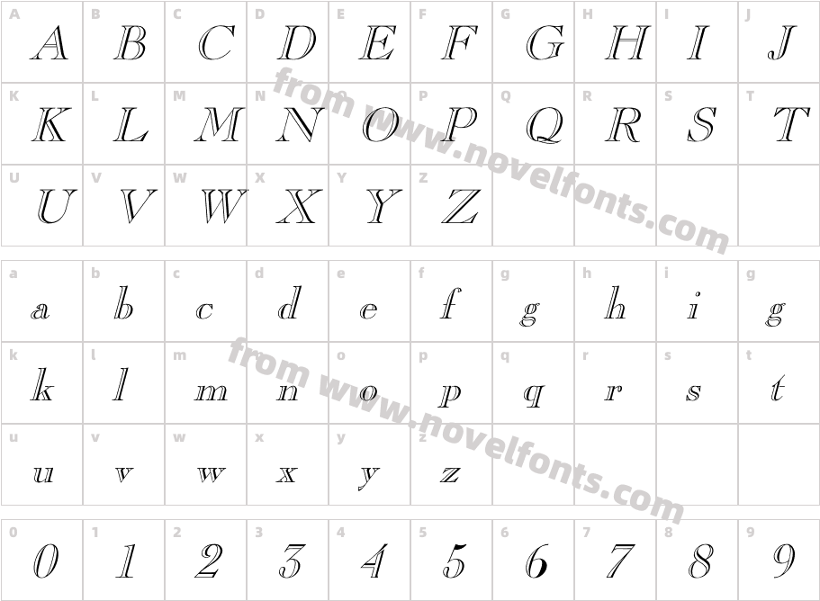 CaslonOpenFace ItalicCharacter Map