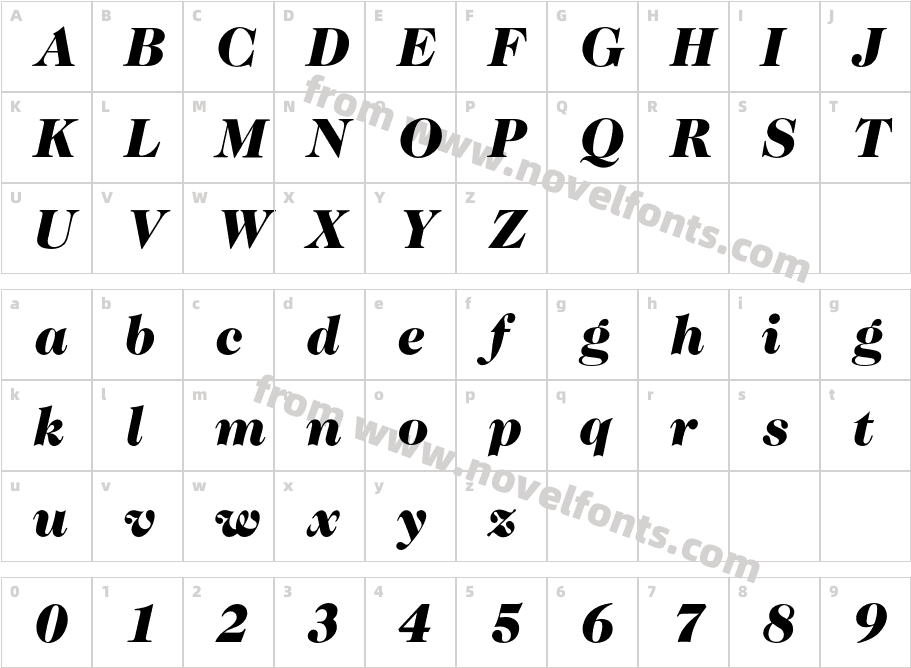 CaslonTwoTwentyFourBQ-BlackItalicCharacter Map