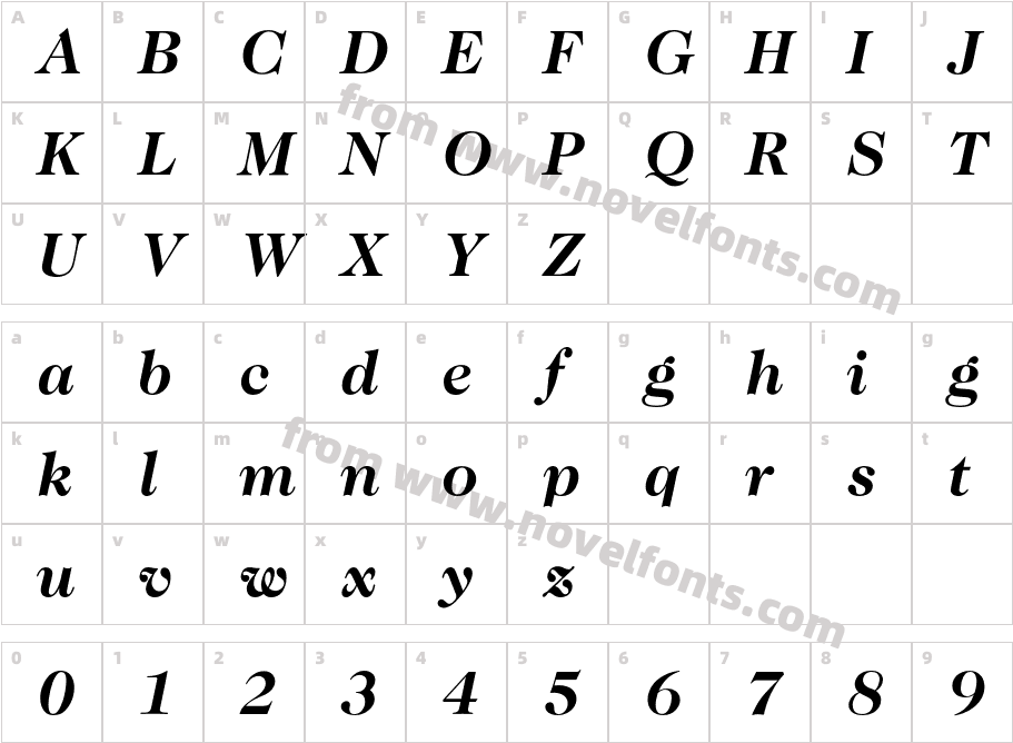 CaslonTwoTwentyFourBQ-BoldItalicCharacter Map