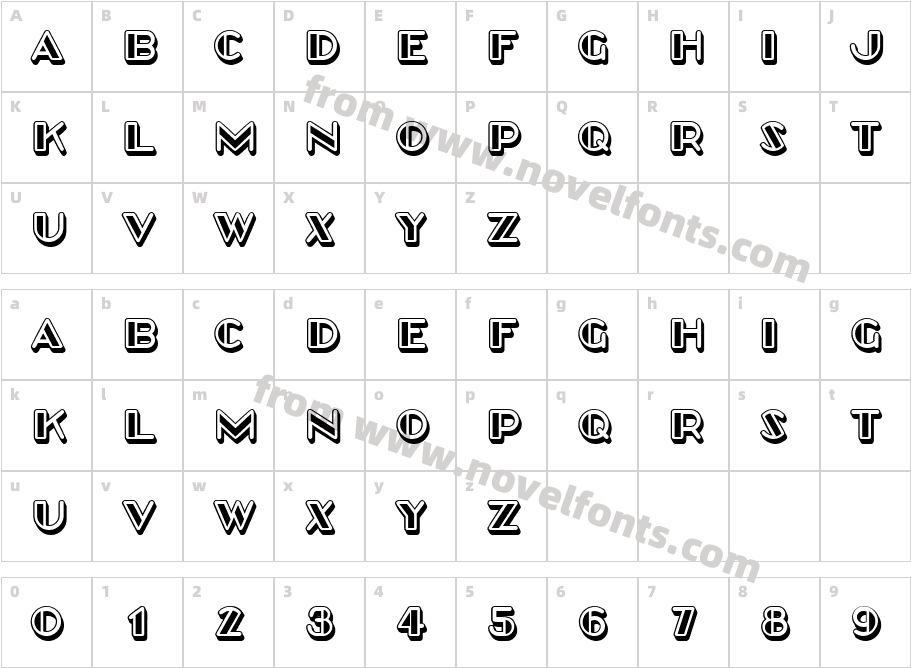 Cast Oblique Light RegularCharacter Map