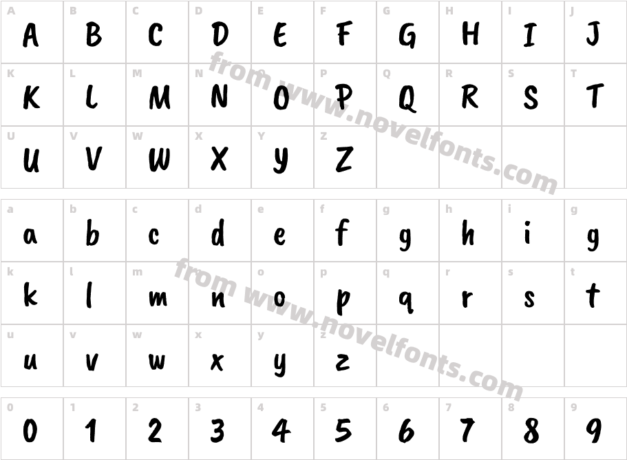 CaveatBrush-RegularCharacter Map