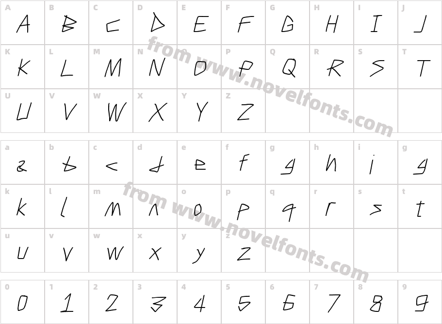 Caveman ItalicCharacter Map