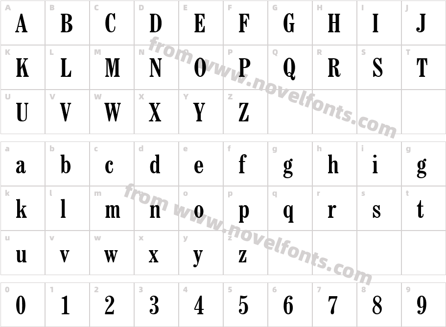 Century Schoolbook Bold Condensed BTCharacter Map