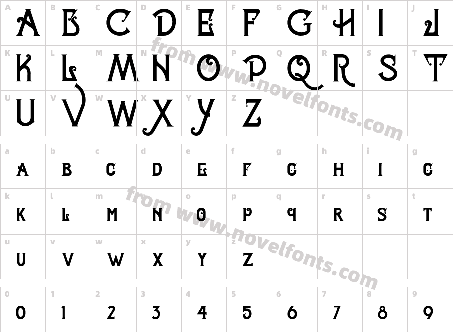 Celestial TypefaceCharacter Map