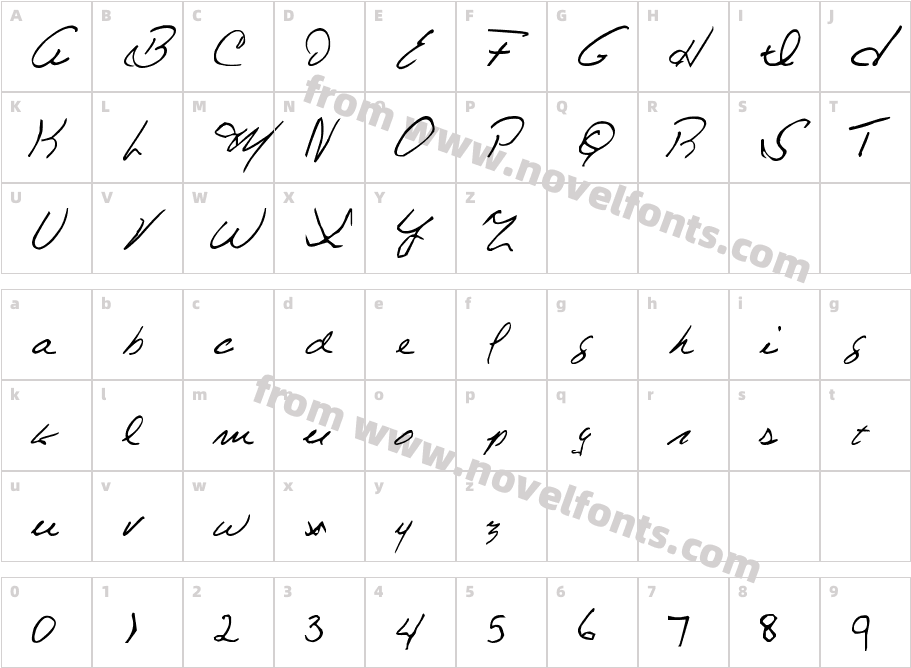 Celine Dion HandwritingCharacter Map