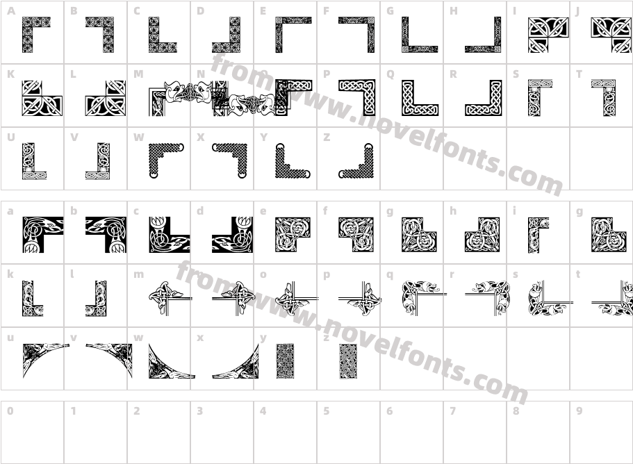 Celtic FramesCharacter Map