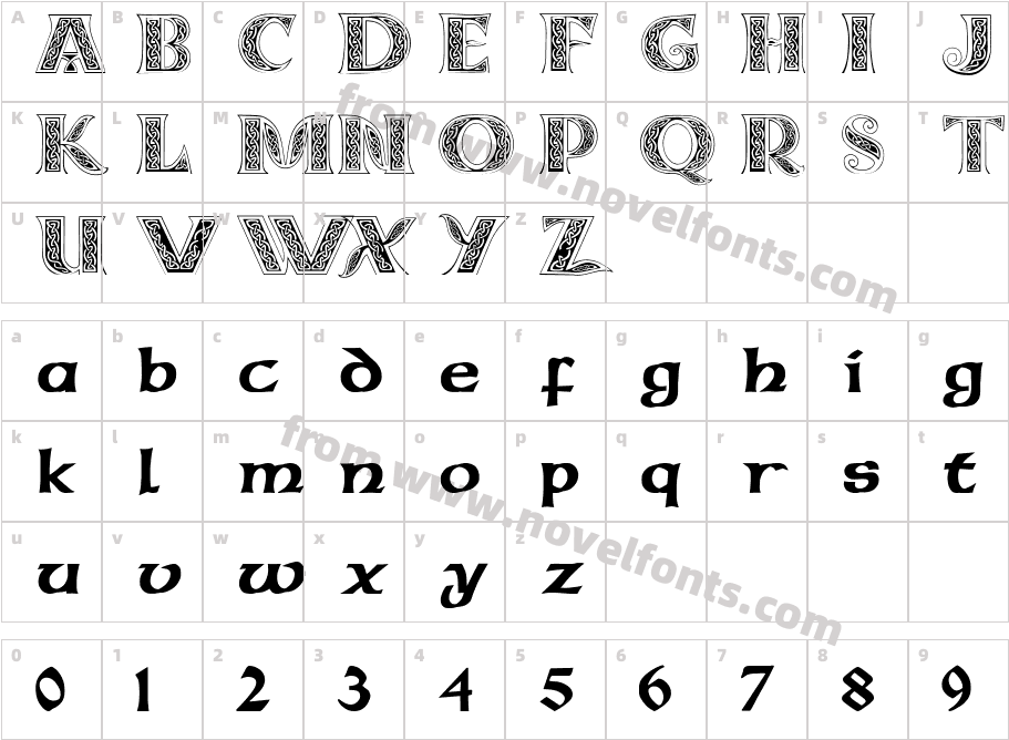 Celticmd Decorative w Drop CapsCharacter Map