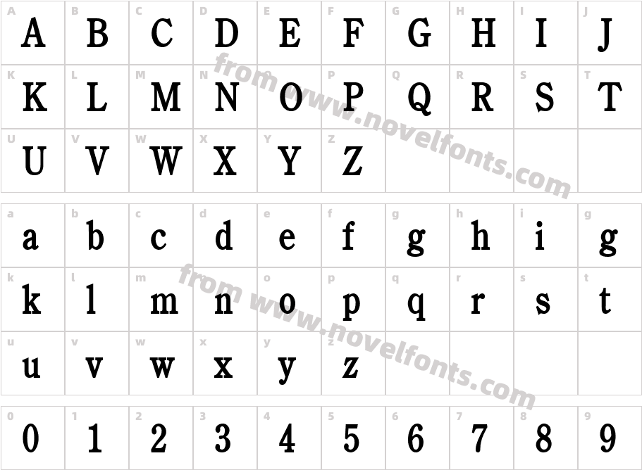 Cento Condensed BoldCharacter Map