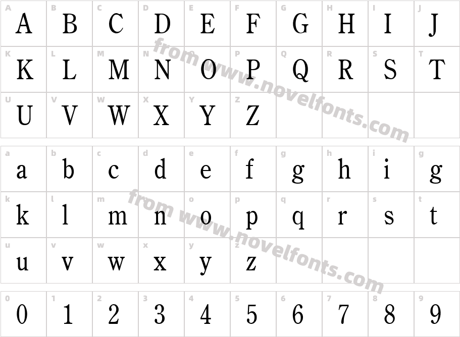 Cento Condensed NormalCharacter Map