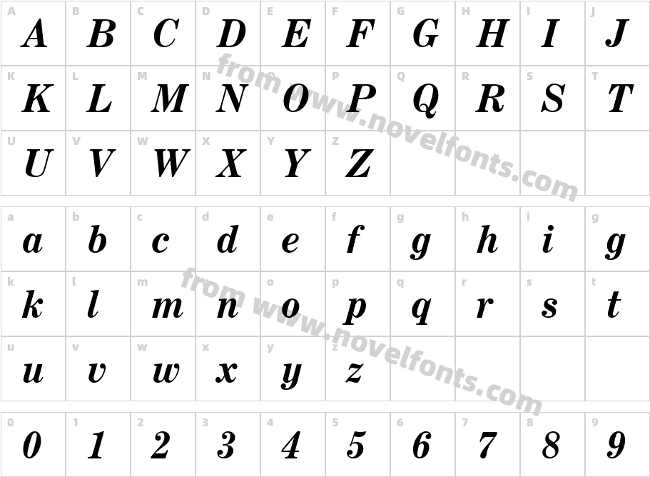 Century Expanded Bold Italic BTCharacter Map