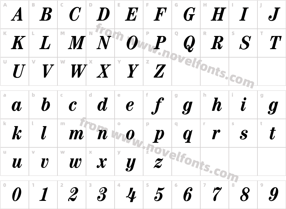 CenturyCondBoldItalicCharacter Map