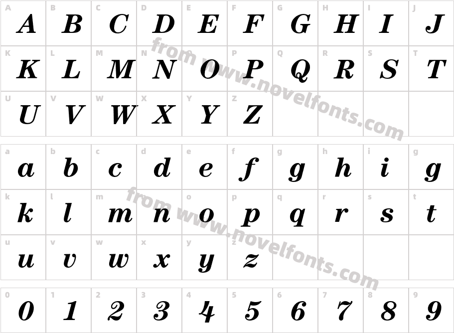 CenturyITCBQ-BoldItalicCharacter Map