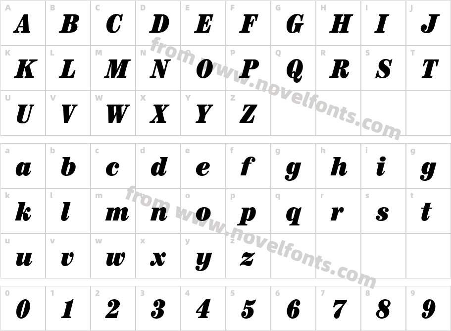 CenturyITCbyBT-UltraCondItalicCharacter Map